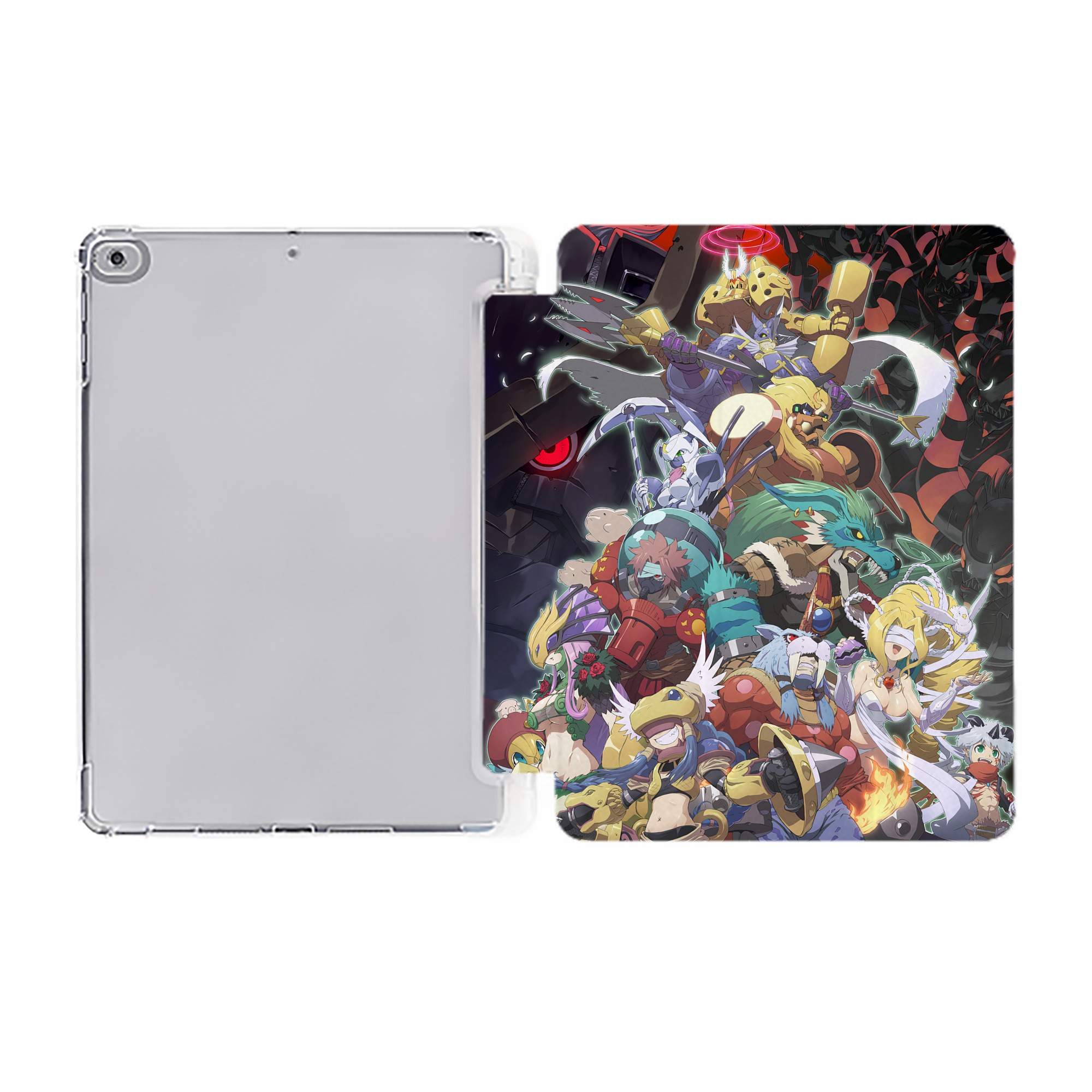 （画像用） Digimon デジタルモンスター/デジモン IPad ケース ペン収納付き 三つ折りスタンド PUレザー×シリコン 対応機種9.5/10.5/10.9インチ